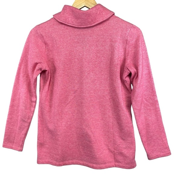 TALBOTS Petite Small Pink Heather Featherweight Fleece Wrap Neck‎ Pullover Top - Picture 4 of 13